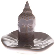 Suport ceramic pentru bețișoare parfumate Floare de Buddha, 10,5 x 9 x 10,5 cm