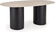 Masa JULIUS, travertin/negru, piatra sinterizata/metal, 200x100x77 cm