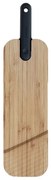 Tocator alimente cu cutit integrat Trebonn Artu Salami 1122100, 43x11 cm, Lama 18 cm, Bambus, Otel japonez, Negru