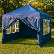 Cort de grădină INSTENT - 3x3 m, albastru + 4 laturi