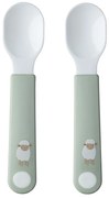 Linguri pentru copii albe/verde-deschis din plastic 2 buc. Little farm – Mepal