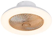 Ventilator de tavan alb cu imprimeu de lemn 55cm incl. LED Dimmable cu telecomandă - Clima