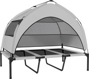 PawHut Pat pentru Câini cu Copertină Detașabilă pe 3 Laturi, din Poliester și Oțel, 106x76x94 cm, Gri Deschis și Negru | Aosom Romania
