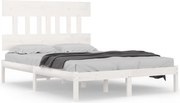vidaXL Cadru de pat, alb, 140x190 cm, lemn masiv