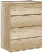 HOMCOM Comodă 4 sertare mobilier de depozitare design minimalist fără mânere 60 x 40 x 80 cm natural | Aosom Romania