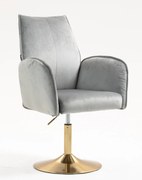 HR280N Scaun Gray din Catifea cu Bază Aurie