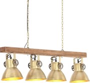 vidaXL Lampă suspendată industrială, alamă, lemn de mango, E27