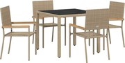 vidaXL Set de masă pentru grădină 5 pcs Bej poliratan