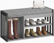 HOMCOM Suport pentru pantofi cu bancă de ședere, mobilier de hol pentru pantofi, dulap cu design în 3 trepte, pentru hol, intrare, camera de zi, dormitor, Gri | Aosom Romania
