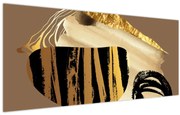 Tablou - Abstracție maro auriu N⁰2 (120x50 cm)