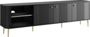 Comodă TV Vesper 3D 187 cm - negru / picioare aurii
