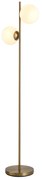 HOMCOM Lampă de Podea cu 2 Lumini și Abajururi Sferice, Lampă de Podea cu Comutator de Picior, Soclu E27, 39x28x165 cm, Aur | Aosom Romania