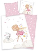 Lenjerie de pat din bumbac pentru copii Herding Zâna și iepurașul, 135 x 200 cm, 80 x 80 cm