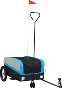 vidaXL Remorcă pentru biciclete, negru și albastru, 30 kg, fier