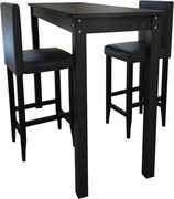 vidaXL Masă de bar cu 2 scaune de bar negre