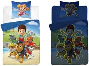 Lenjerie de pat luminoasa PAW PATROL Paws in Action albastra Dimensiune lenjerie de pat: 70 x 80 cm | 140 x 200 cm