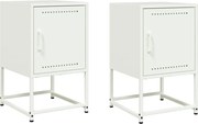 vidaXL Noptiere, 2 buc., alb, 36x39x60,5 cm, oțel
