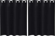 vidaXL Perdele Opaque cu Inel 2 pcs Negru 140 x 140 cm Poliester