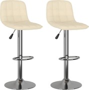 vidaXL Scaune de bar, 2 buc., crem, material textil
