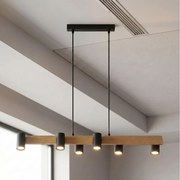 Brilagi - Lustră pe cablu SELE 6xGU10/30W/230V negru/decor stejar