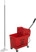 HOMCOM Găleată de mop cu stoarcător, panou separator și roți, capacitate 20 L pentru curățenie casnică 45x26,5x70 cm roșu | Aosom Romania