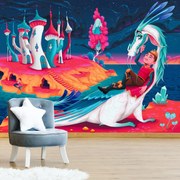 Fototapet - Prințul cu Prințesa și Dragon (147x102 cm)