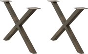 vidaXL Picioare pentru masă de cafea în formă de X, 2 buc., oțel natural, 70x(42-43) cm