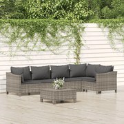 vidaXL Set mobilier de grădină cu perne, 6 piese, gri, poliratan