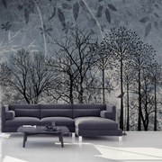 Fototapet - Copaci pe fundal albastru (147x102 cm)