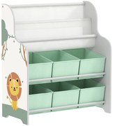 AIYAPLAY Raft Suport pentru Jucării cu 6 Sertare și Bibliotecă cu 2 Niveluri Verde | Aosom Romania