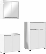 vidaXL Set de mobilier pentru baie cu sertar 3 pcs Alb Lemn compozit