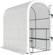 Outsunny Seră de Grădină cu Rafturi și Ușă Rulabilă, Seră pentru Grădină cu Cadru din Oțel, Acoperiș din PE Anti-UV, pentru Legume, Flori și Plante, 123x187x189 cm, Alb | Aosom Romania