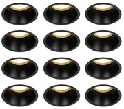 Set de 12 spoturi incastrate negre GU10 70mm IP44 - Dept