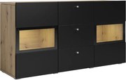 Comodă Baros 26 132 cm - stejar artizanal / negru mat