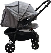 Carucior nou nascuti 2 in 1 BABY CARE™ PRO SK10, Maner reversibil, Spatar reglabil in 3 trepte, Frana picior,Pliabil , Gri Jeans