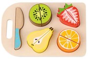 Puzzle 3D din lemn masiv NOVOKIDS™ Wooden Fruit Cutter, 10 piese, Cu fructe taiate, Materiale Eco, Multicolor