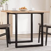 vidaXL Masă bucătărie, cadru O, 80x80x75,5 cm lemn masiv pin și Oţel