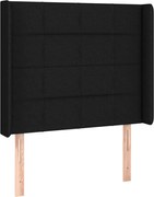 vidaXL Tăblie de pat cu aripioare, negru, 83x16x118/128 cm, textil