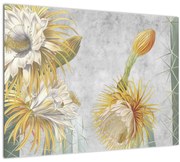 Tablou pe sticlă - Cactuși înfloriți (70x50 cm)