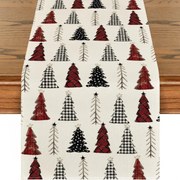 Braul de masa de Craciun din in MERRY TREES 33x180 cm, crem