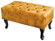 Suport picioare clasic stil englezesc Chesterfield, catifea galben mustar