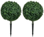 HOMCOM Buxus artificial set de 2, realist, rezistent la intemperii, ușor de întreținut, 70 cm | Aosom Romania
