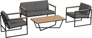 Outsunny Set mobilier de grădină pentru 4 persoane, rezistent la intemperii, set mobilier balcon cu sofă 2 locuri, 2 scaune, perne, măsuță laterală Gri | Aosom Romania