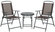 Outsunny Set de Bistro 3 Piese din Metal Rezistent la Intemperii Set Mobilier de Grădină cu masă pliabilă scaune de grădină Maro | Aosom Romania