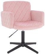 HR802CROSS Scaun Roz Pudra din Catifea cu Bază Neagră