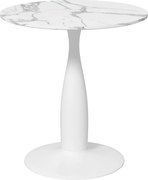 HOMCOM Masă rotundă, oțel vopsit electrostatic, MDF cu melamină, picioare antiderapante, 70 x 74 cm, Alb | Aosom Romania