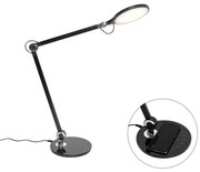 Lampă de masă de design neagră cu LED inclus cu senzor tactil și încărcător prin inducție - Don