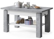 Masă extensibilă ADONIS cu poliță, gri beton/alb