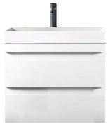 Set mobilier suspendat si lavoar, KolpaSan, Naomi, 50 cm, alb