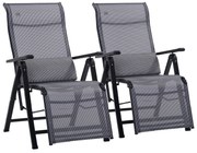 Outsunny Scaun Rabatabil de Gradina Zero Gravity Set 2 Piese cu Spatar Reglabil in 9 Pozitii si Perne, 65x70x111cm, Gri